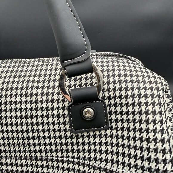 London Fog Oxford III 17" Cabin Bag Carry-On Travel Tote Black White Houndstooth - Picture 8 of 16